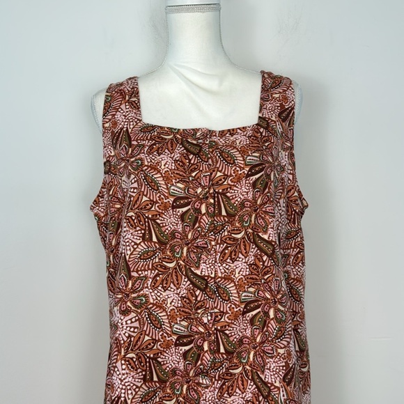 Garnet Hill Vale 100% Linen Tank Dress. Floral/Paisley Print. Size 12. - Picture 3 of 14